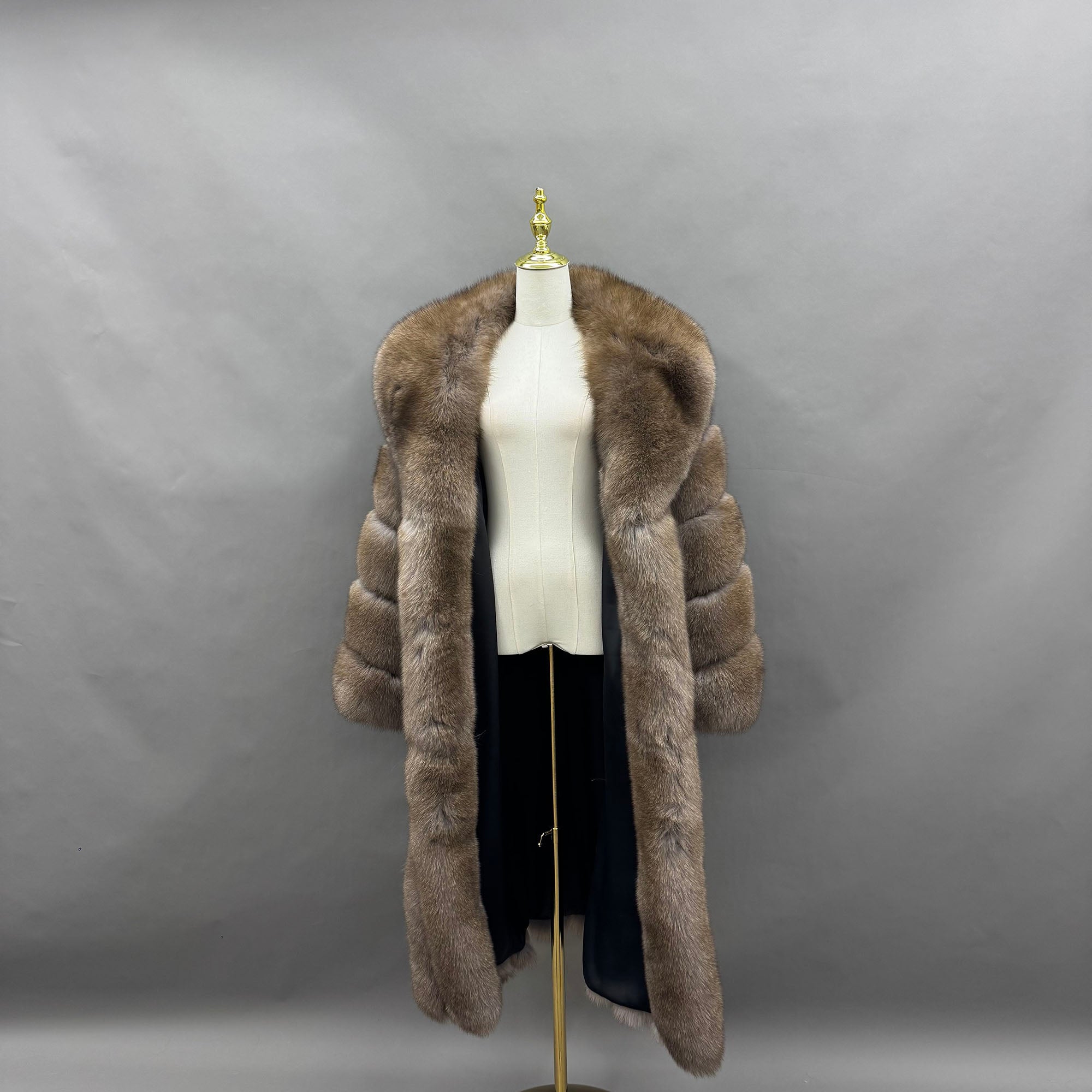Women's Real Fox Fur Coat | Classic Stripe Design | Multiple Colors Available