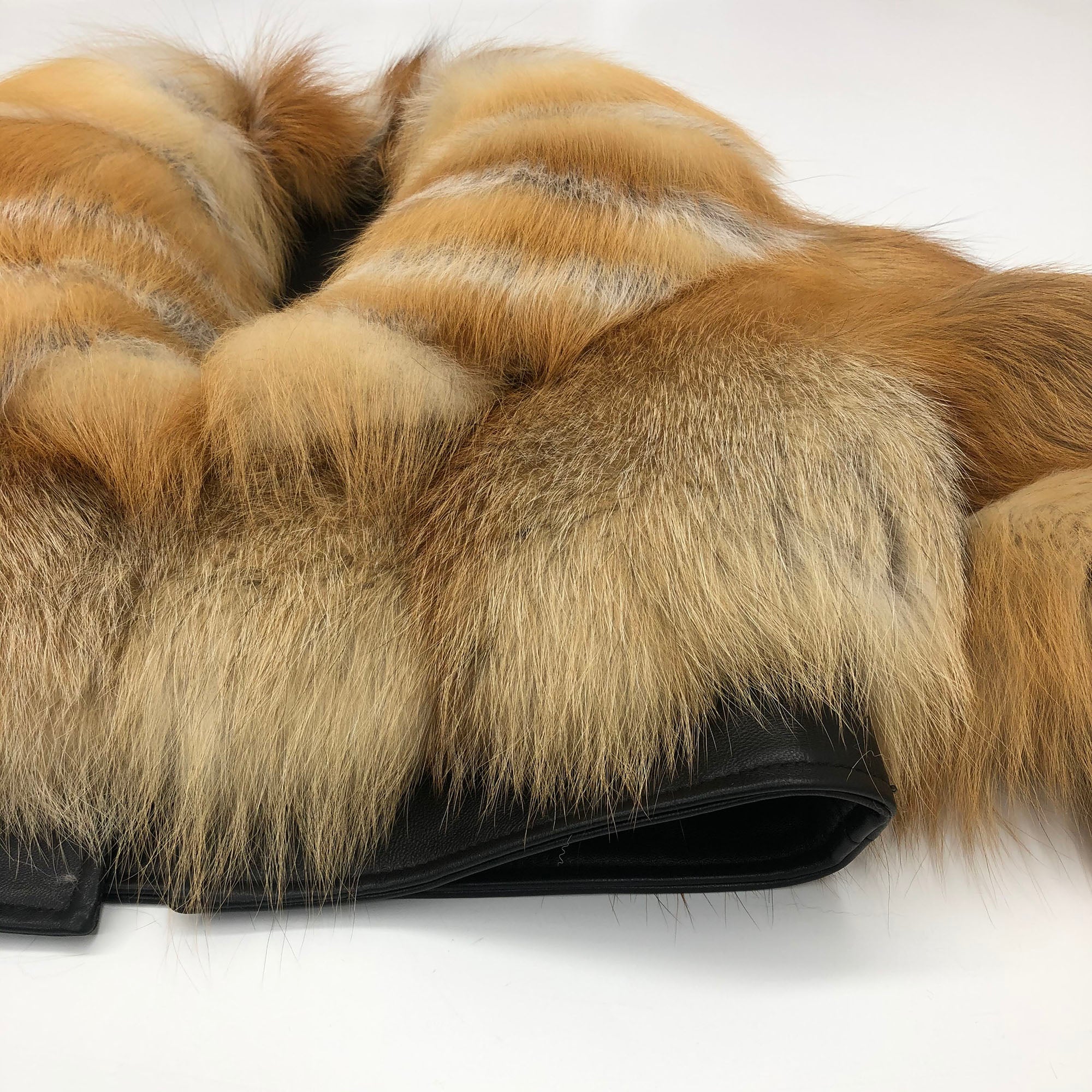 Women's Red Fox Fur Cropped Jacket - Three-Quarter View on Model
