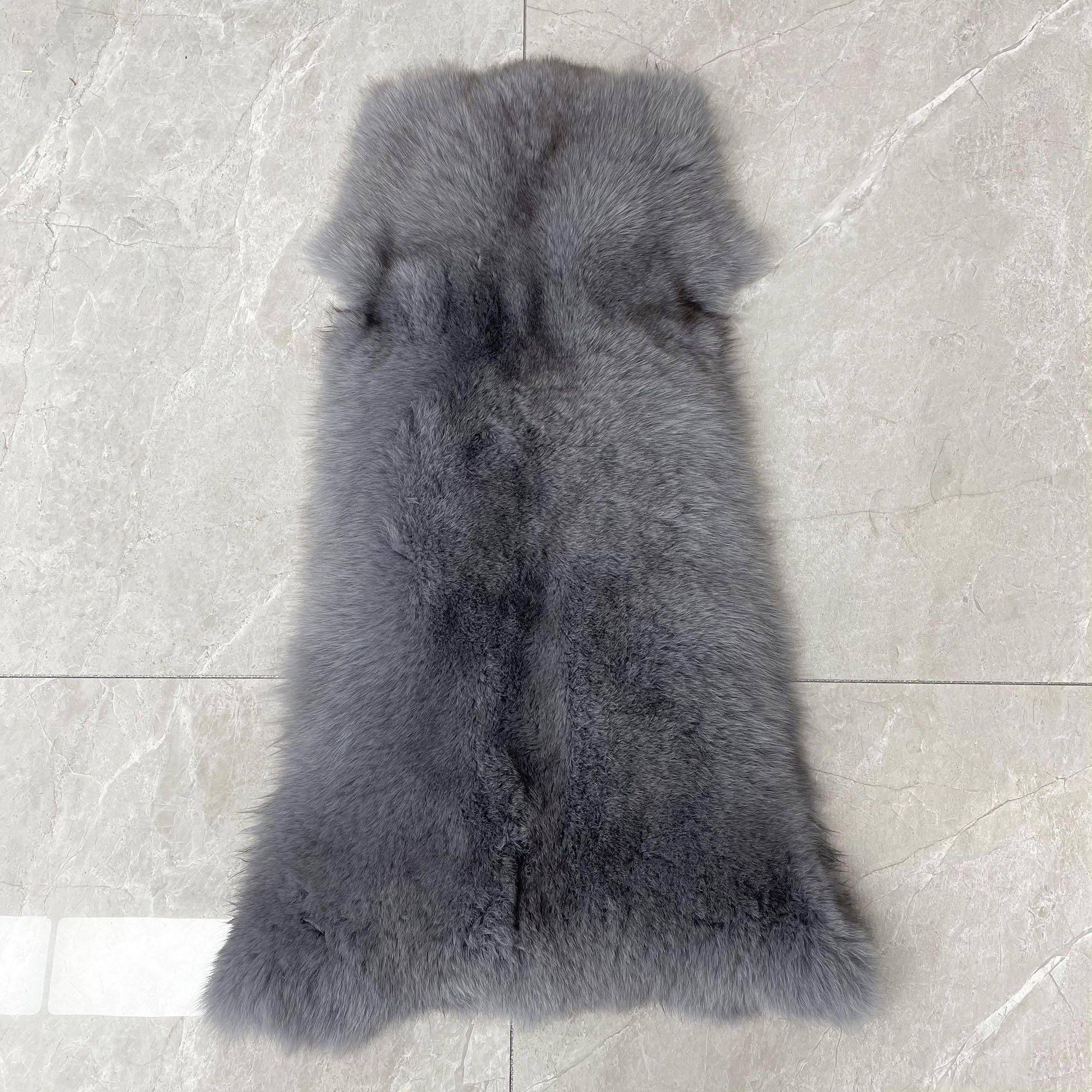 Women's Real Fox Fur Hooded Floor-Length Coat | Horizontal Stripe | Multiple Fur Types — Front Row Couture