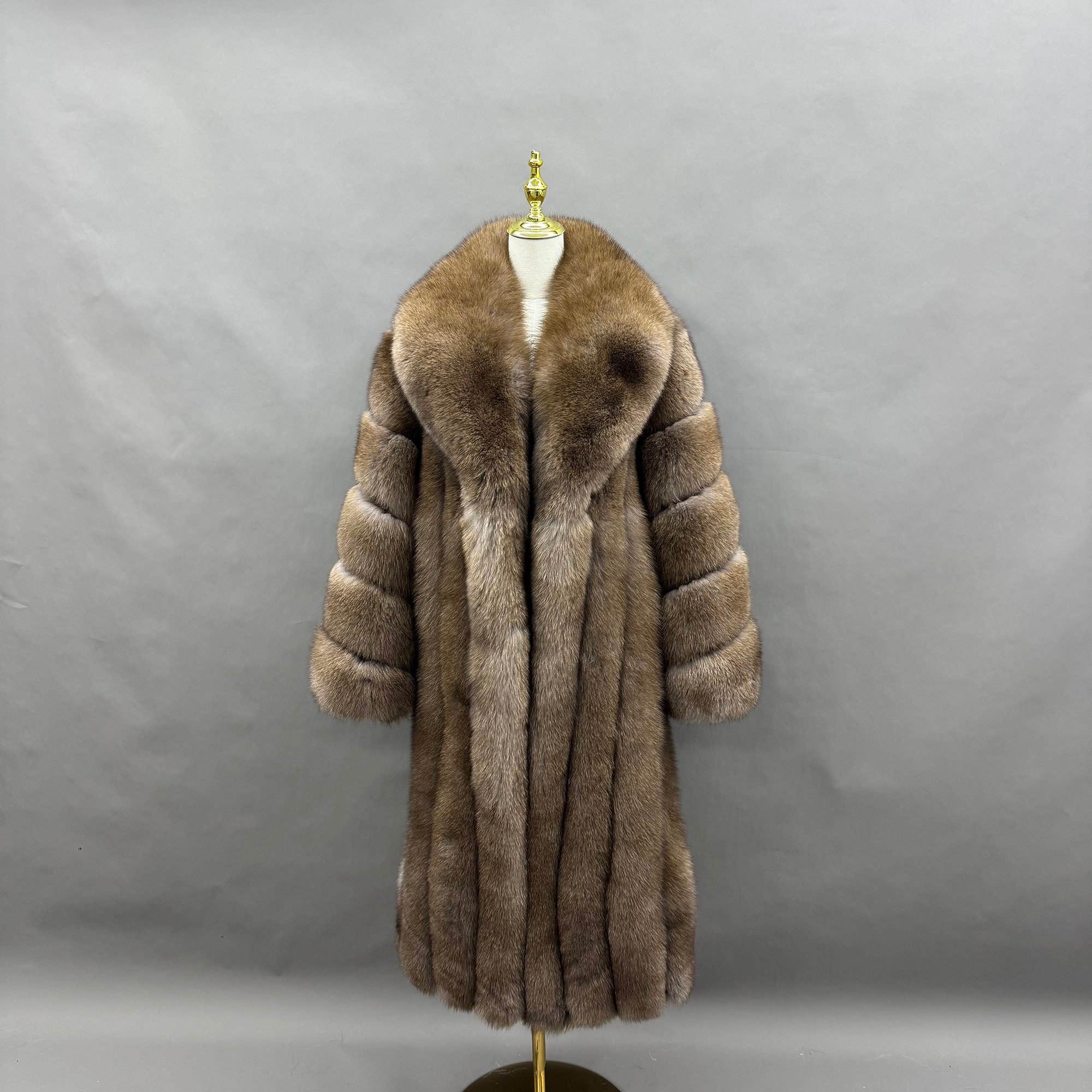 Women's Real Fox Fur Coat | Classic Stripe Design | Multiple Colors Available