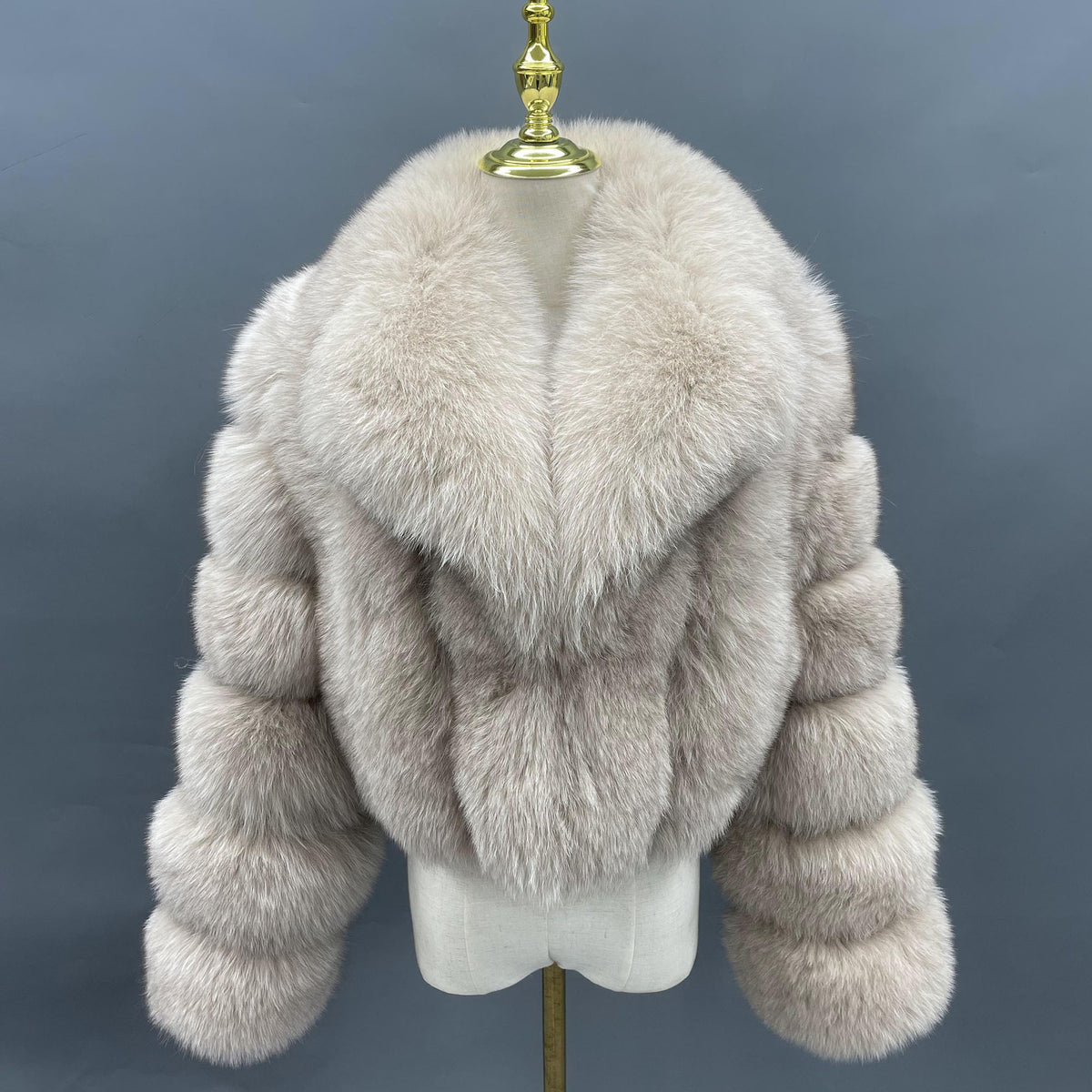 Women's Real Fox Fur Cropped Jacket with Oversized Shawl Collar — Downtown Rhythm
