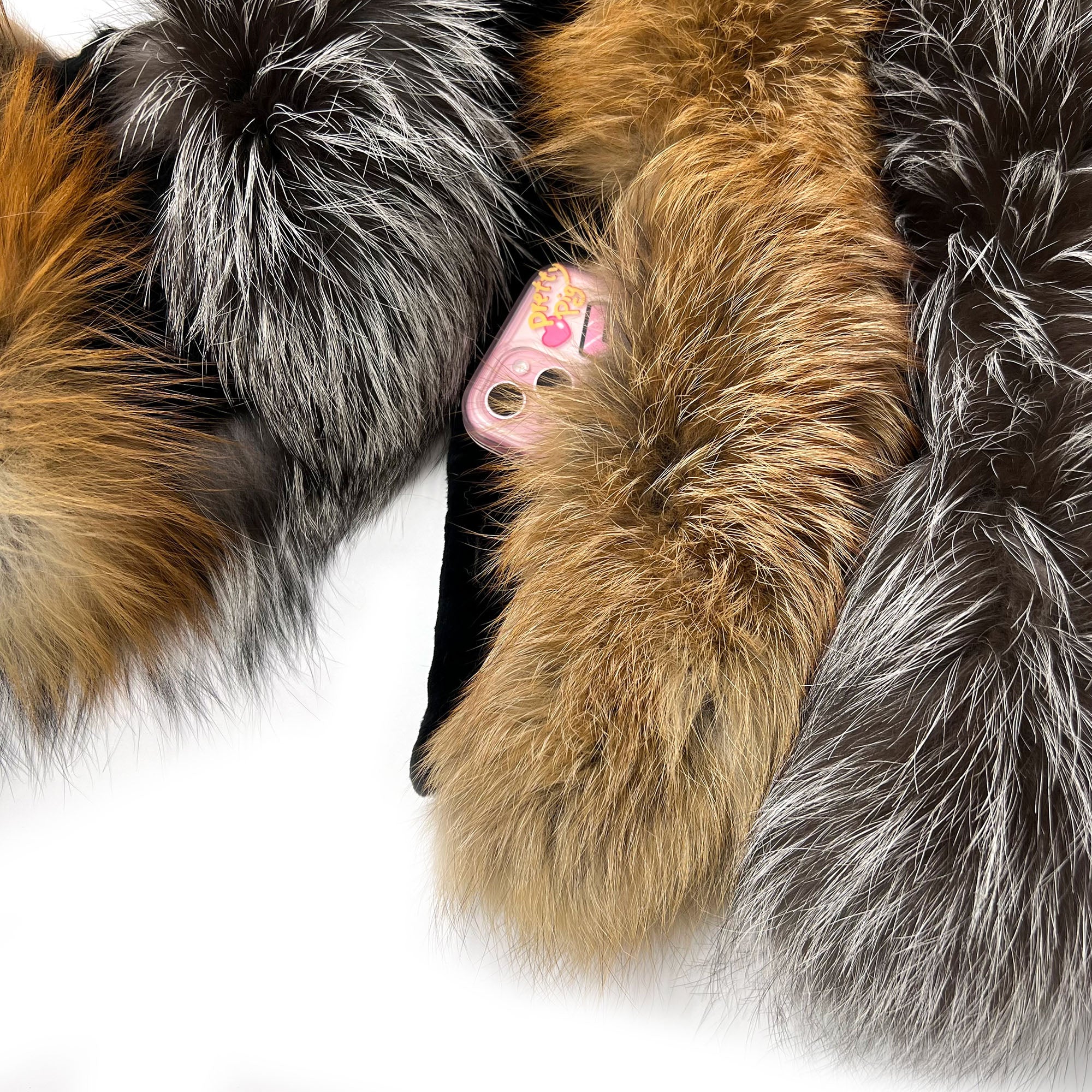Women's Real Silver Fox & Red Fox Fur Jacket | Luxury Two-Tone Zip-Up Coat
