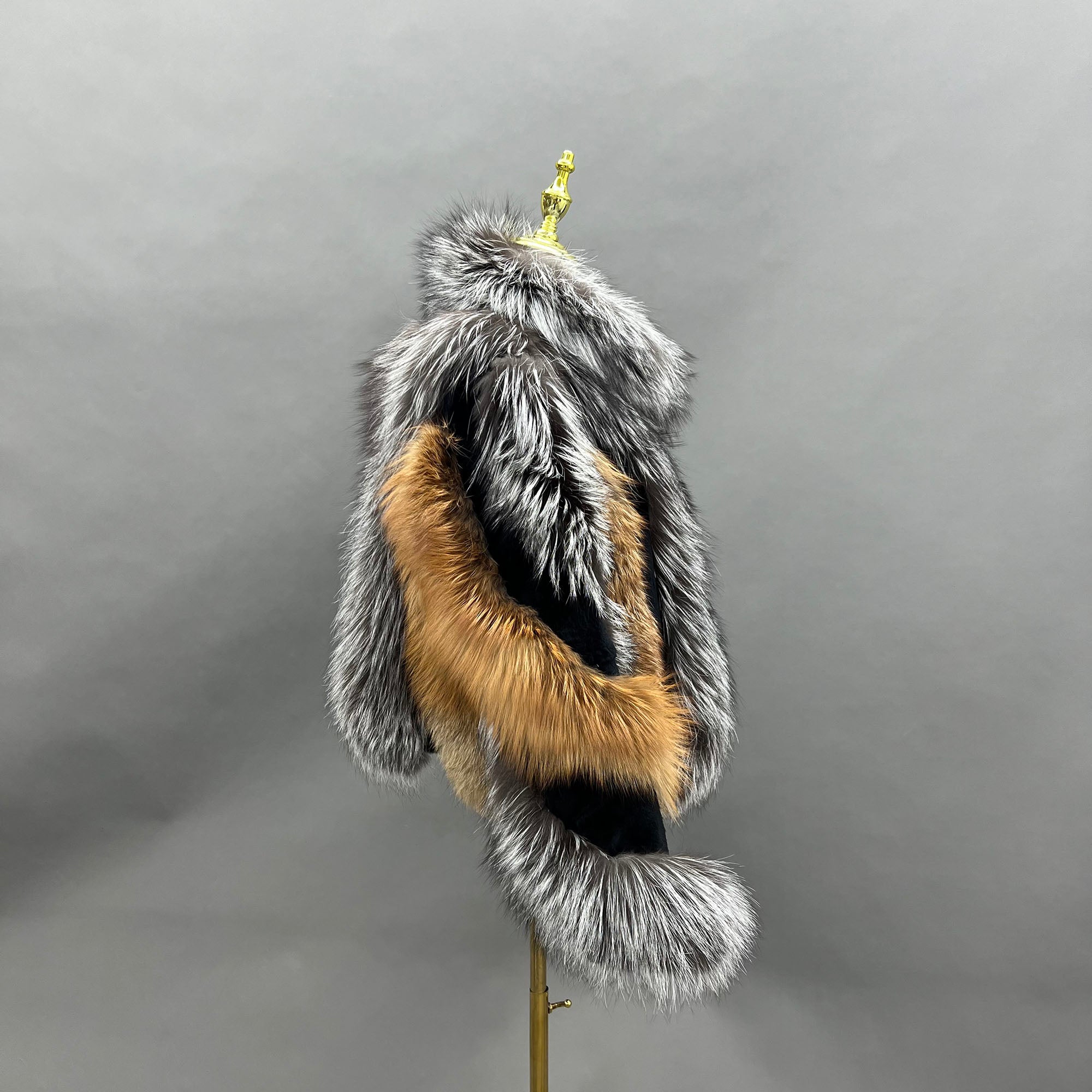 Women's Real Silver Fox & Red Fox Fur Jacket | Luxury Two-Tone Zip-Up Coat