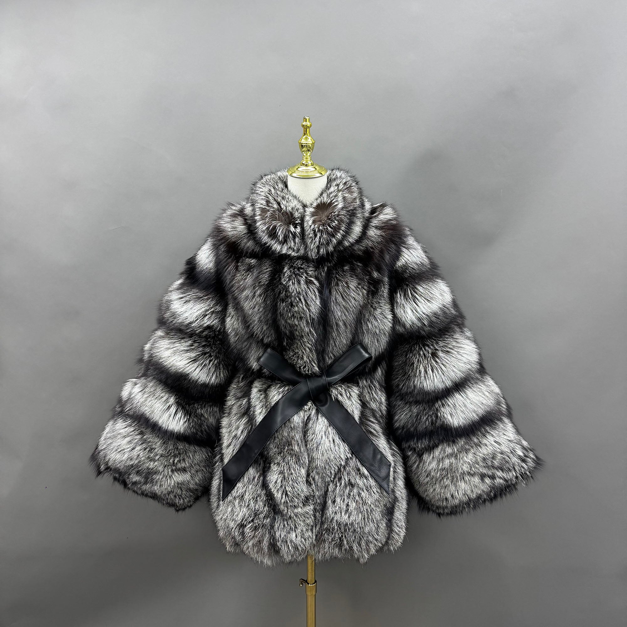 Women's real fox fur cape coat - lifestyle photo
