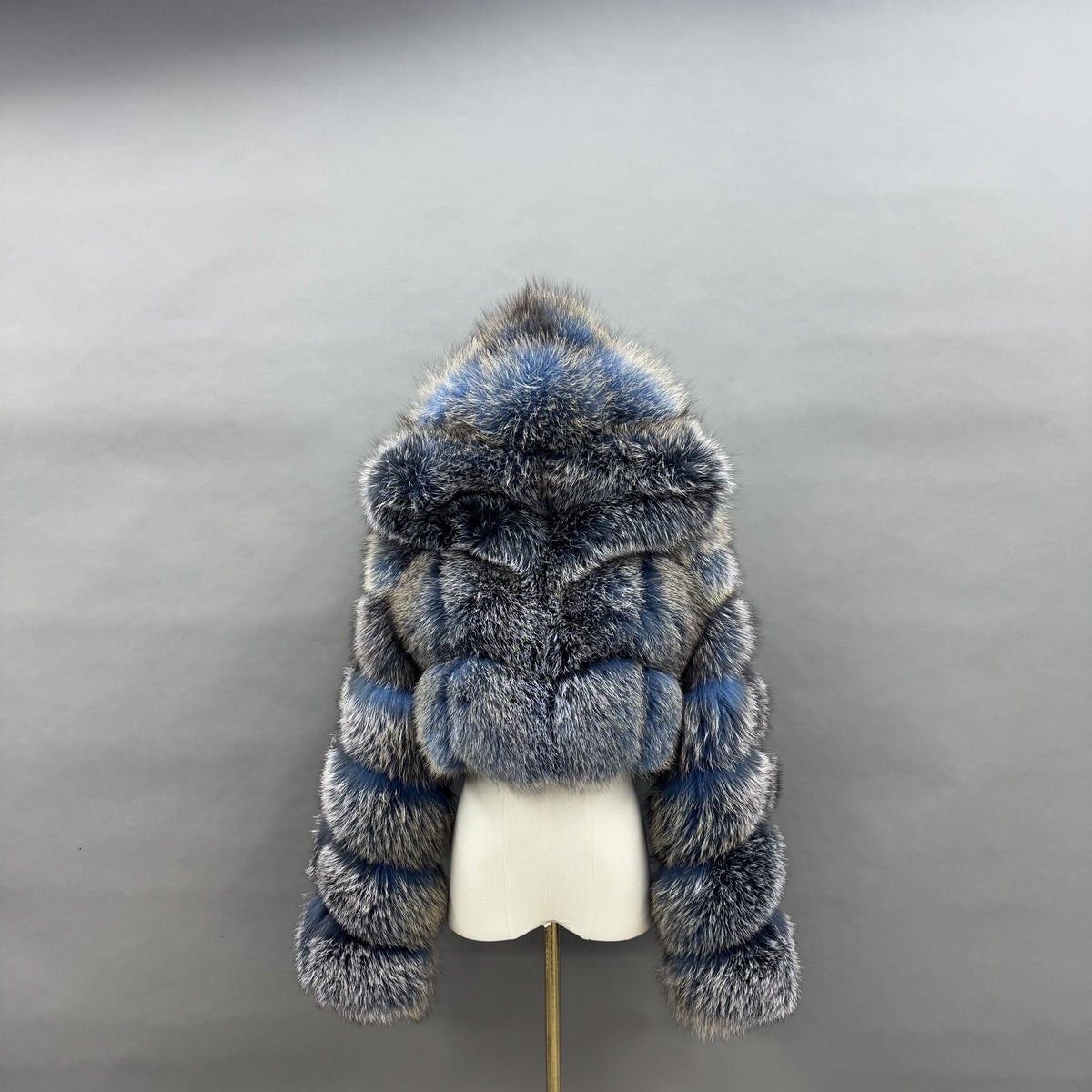 Women's Real Silver Fox & Raccoon Dog Fur Cropped Jacket with Stand Collar — Downtown Rhythm（副本）