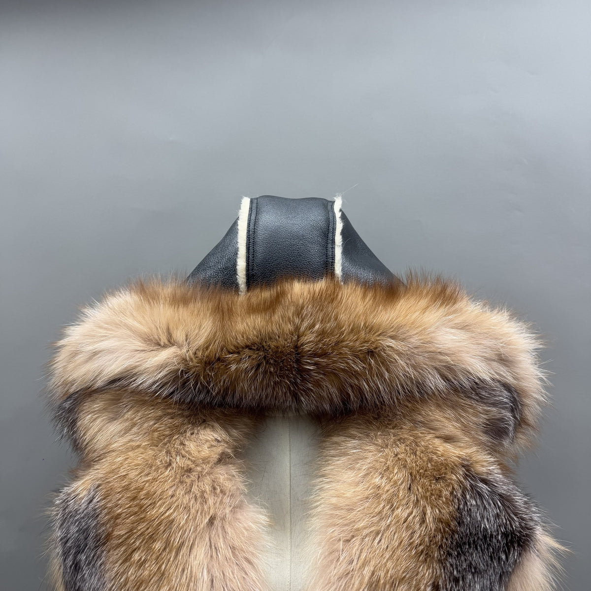 Women's Fox Fur Cropped Doubleface Leather Jacket with Statement Collar