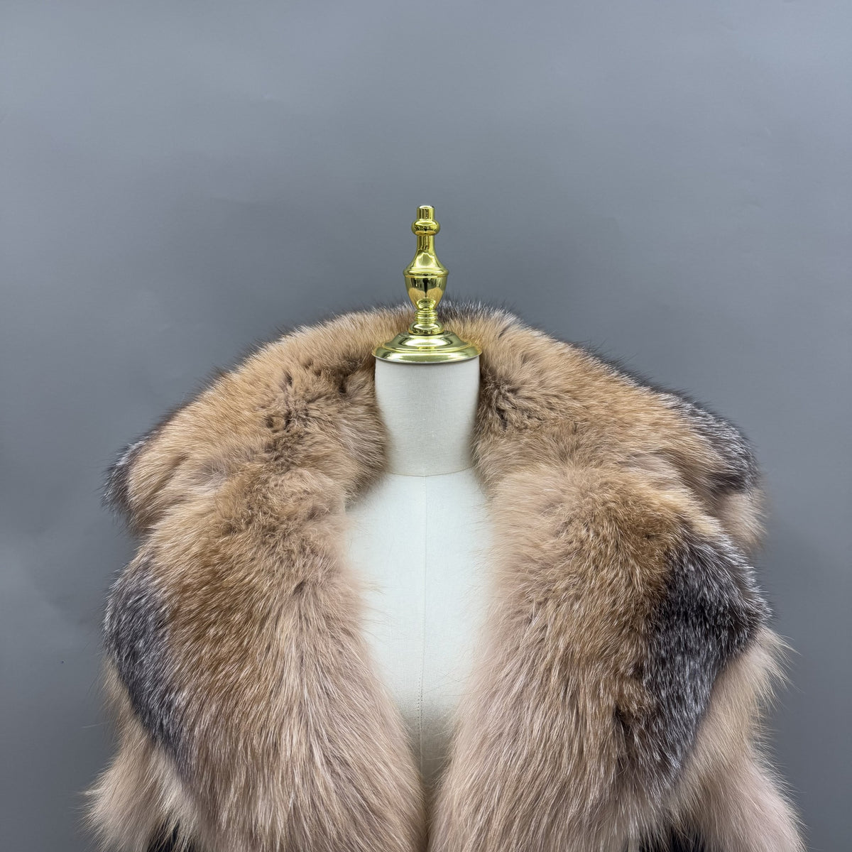 Women's Fox Fur Cropped Doubleface Leather Jacket with Statement Collar