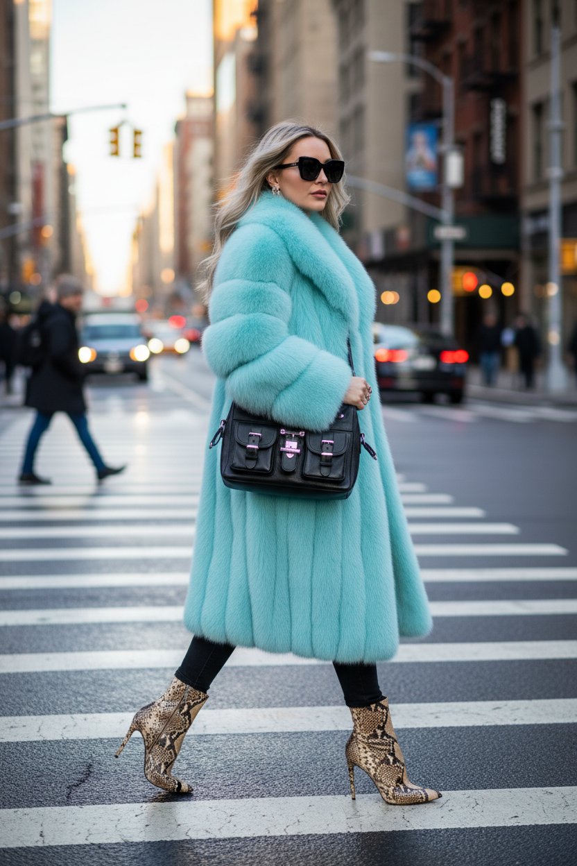 Women's Real Fox Fur Coat | Classic Stripe Design | Multiple Colors Available