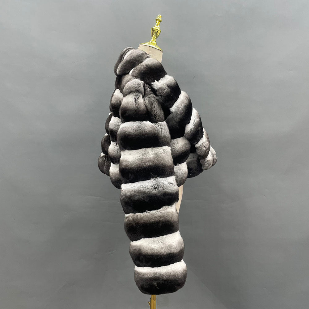 Women's Real Chinchilla Fur Cropped Open-Front Jacket — The Archive