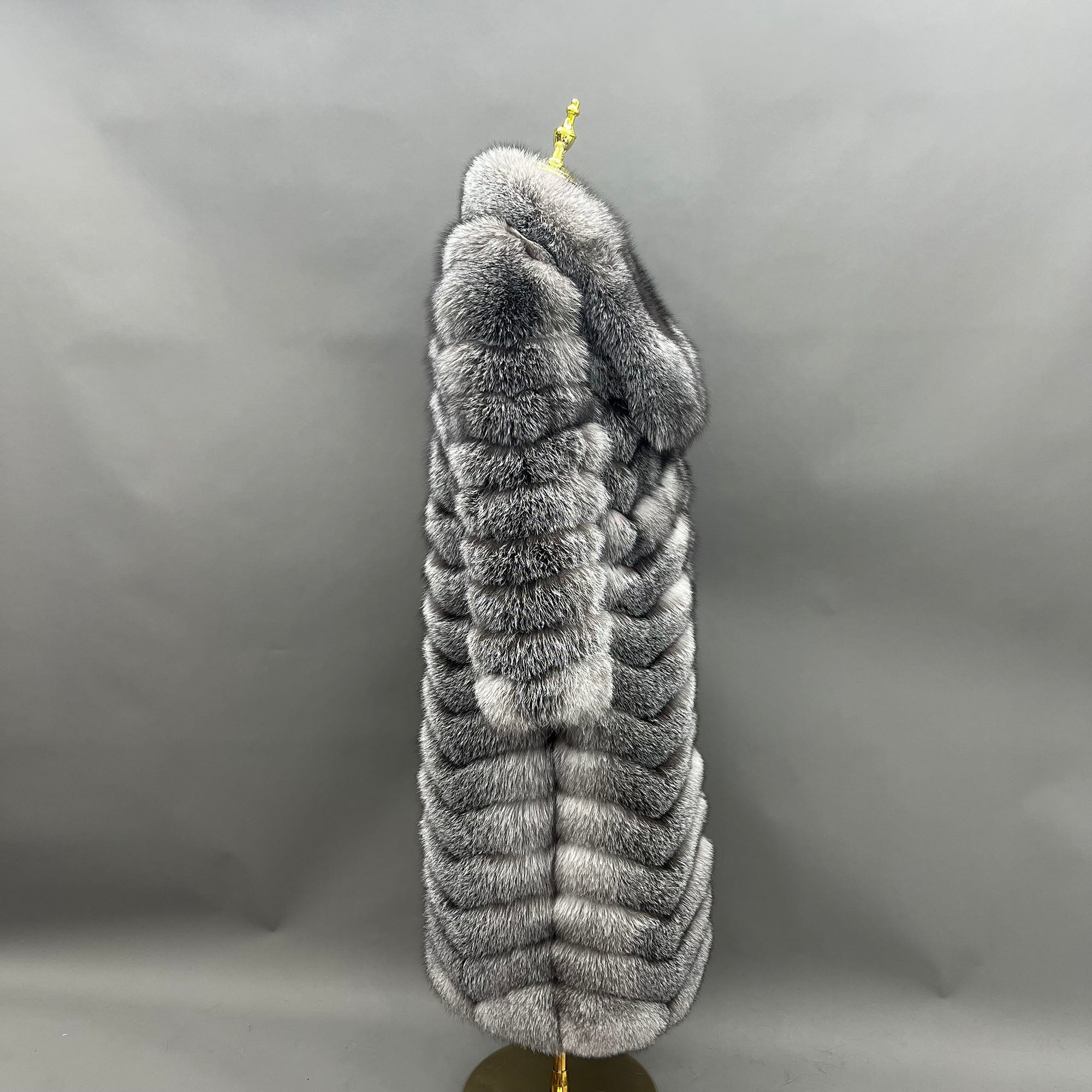 Women's Silver Fox Fur Maxi Coat - Side View